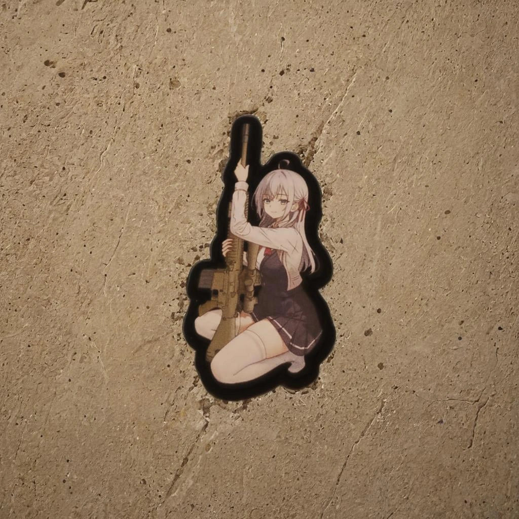 Custom made UV printed PVC patch. Featuring Alya from the Anime, 'Alya Sometimes Hides Her Feelings in Russian'. Needless to say, Alya Sometimes Hides Her Feelings with M110.