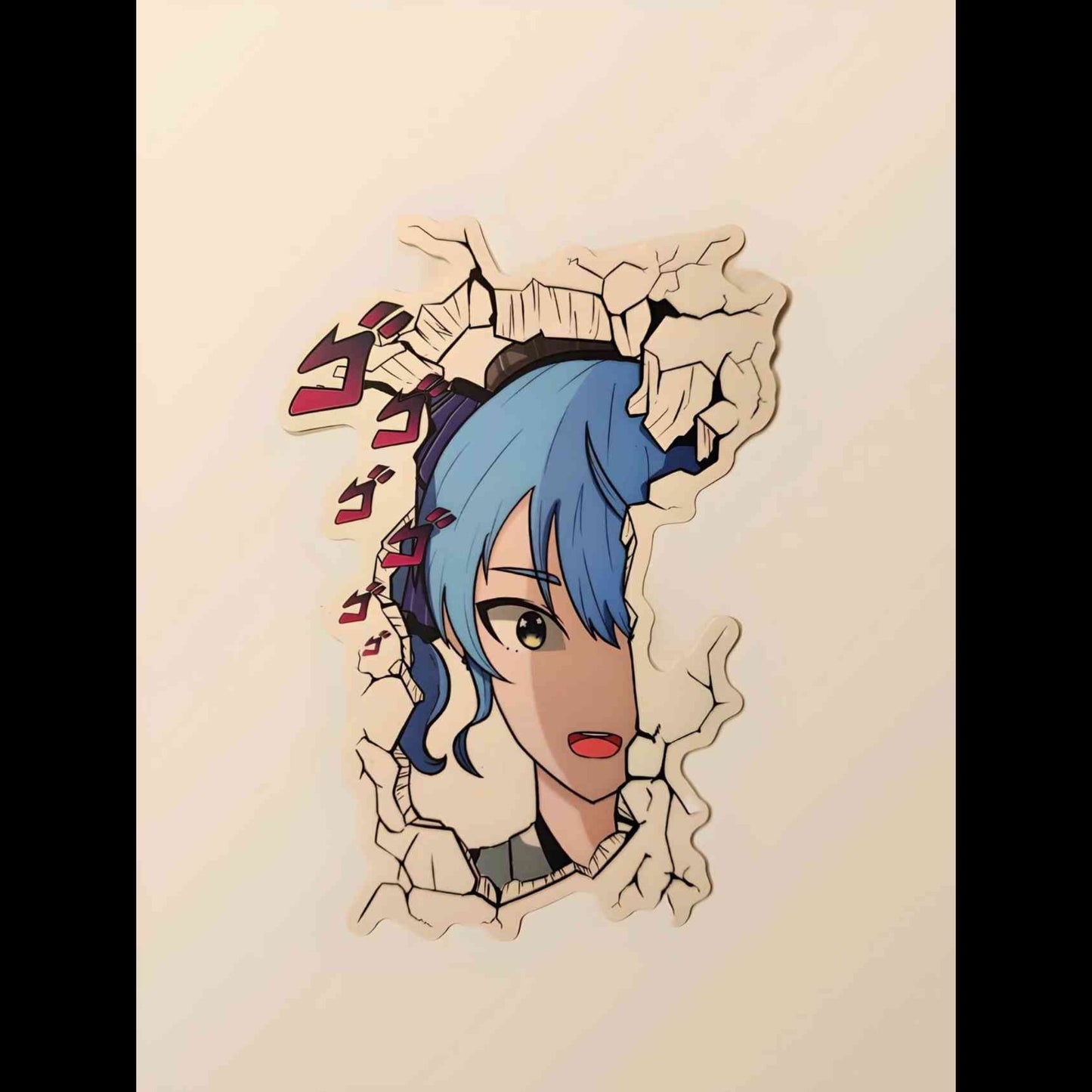 Featuring Hoshimachi Suisei from Hololive, blending with the popular Attack on Titan meme. Not even the wall can stop her from peaking at you.