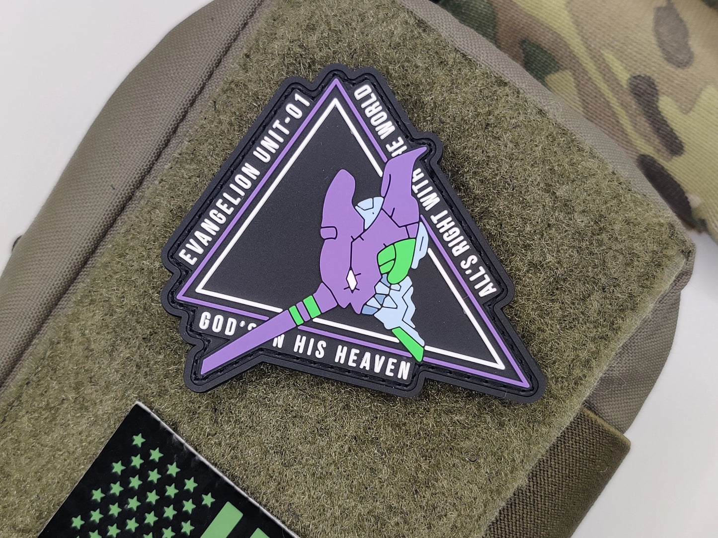 evangelion unti 01 Patch with a character design on a green tactical patch