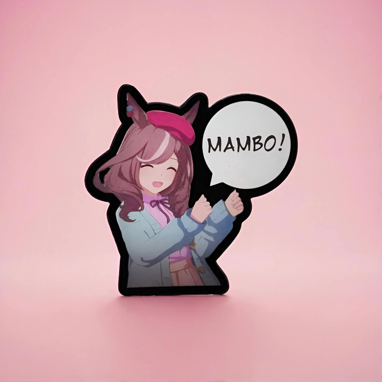 Anime-style character patch with 'MAMBO!' text on the right side on a pink background
