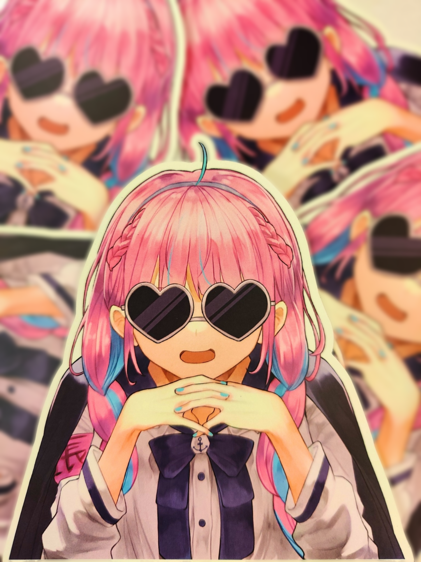 Custom Stickers of Minato Aqua from Hololive Gento Pose with Cute Smug Face.