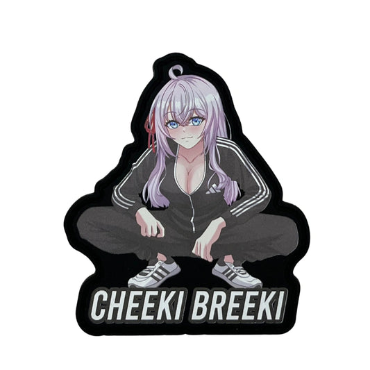 Alya with track suit and slavik squad 'Cheeki Breeki' text on a white background