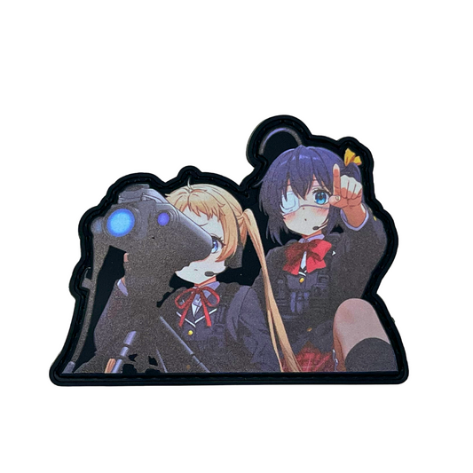 Sticker with anime-style characters on a white background