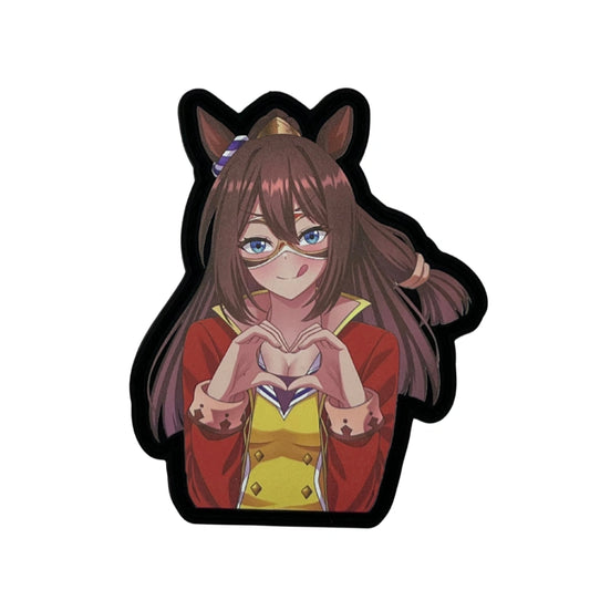 El Condor Pasa holding a heart shape with her hands