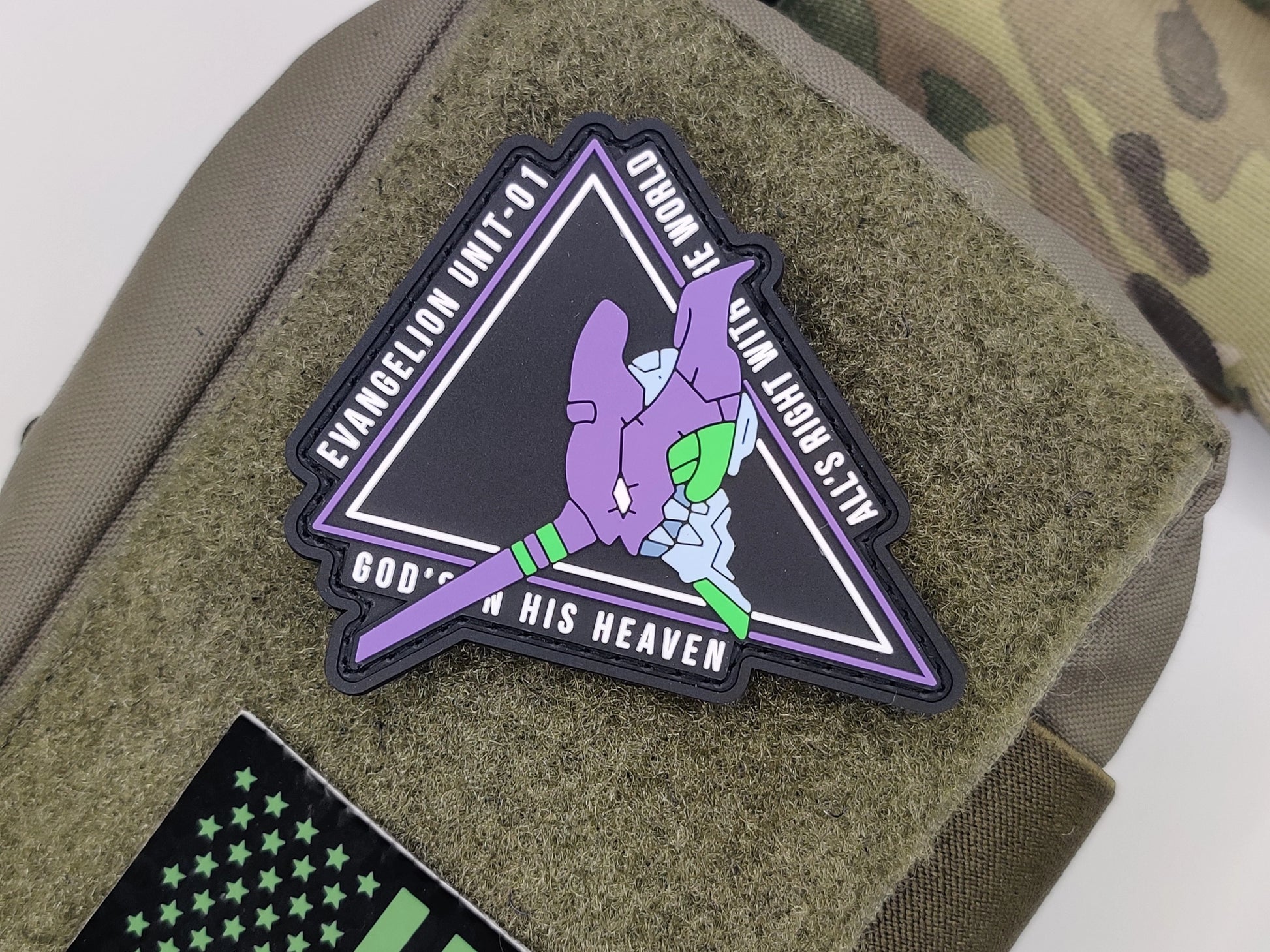 evangelion unti 01 Patch with a character design on a green tactical patch
