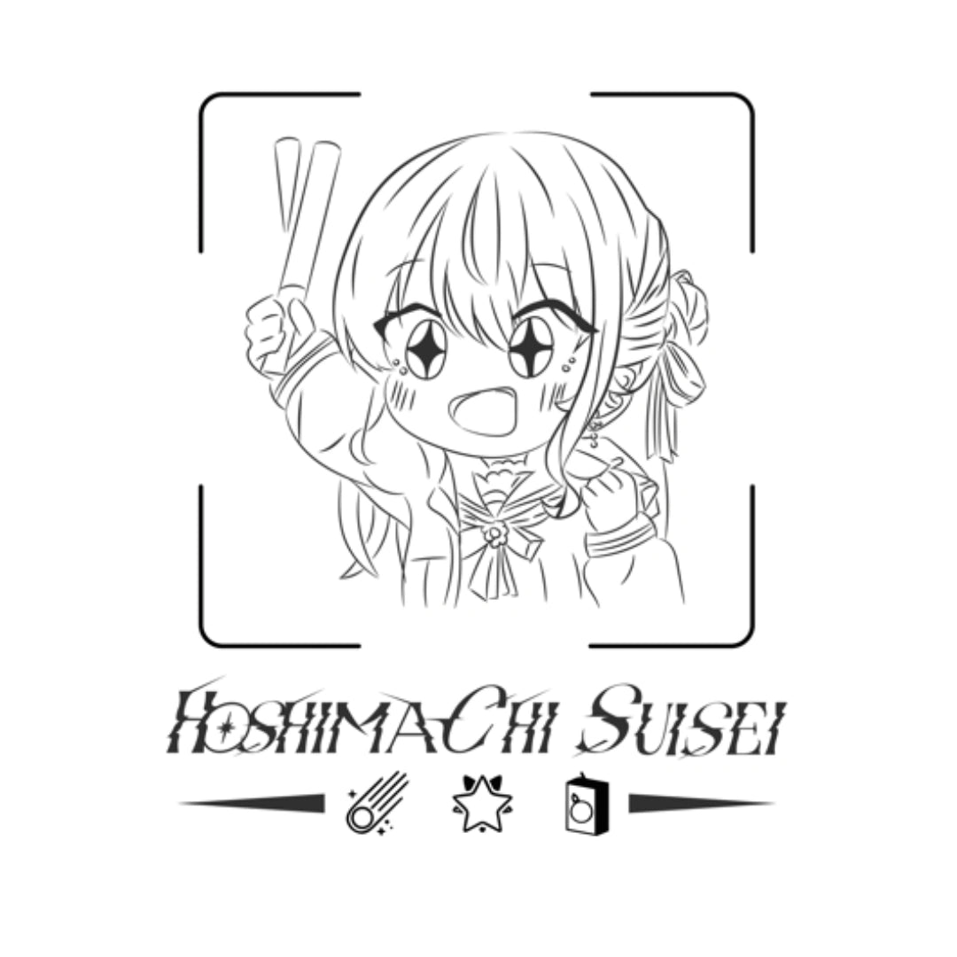 Custom sticker featuring Hoshimachi Suisei from hololive with her exciting face.