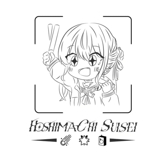 Custom sticker featuring Hoshimachi Suisei from hololive with her exciting face.