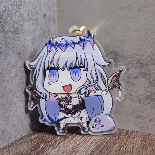 Custom made acrylic keychain featuring Koseki Bijou from Hololive Advent. A perfect Acylic Keychain to decorate your keychain, backpack, or if you are just a fellow pebble! Perfect way to collect Biboo Tax!