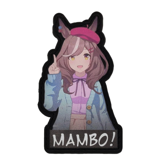 Anime-style character patch with 'MAMBO!' text at the bottom on a white background