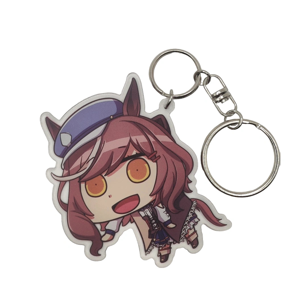 Keychain of Matikanetannhauser from uma musume on a white background