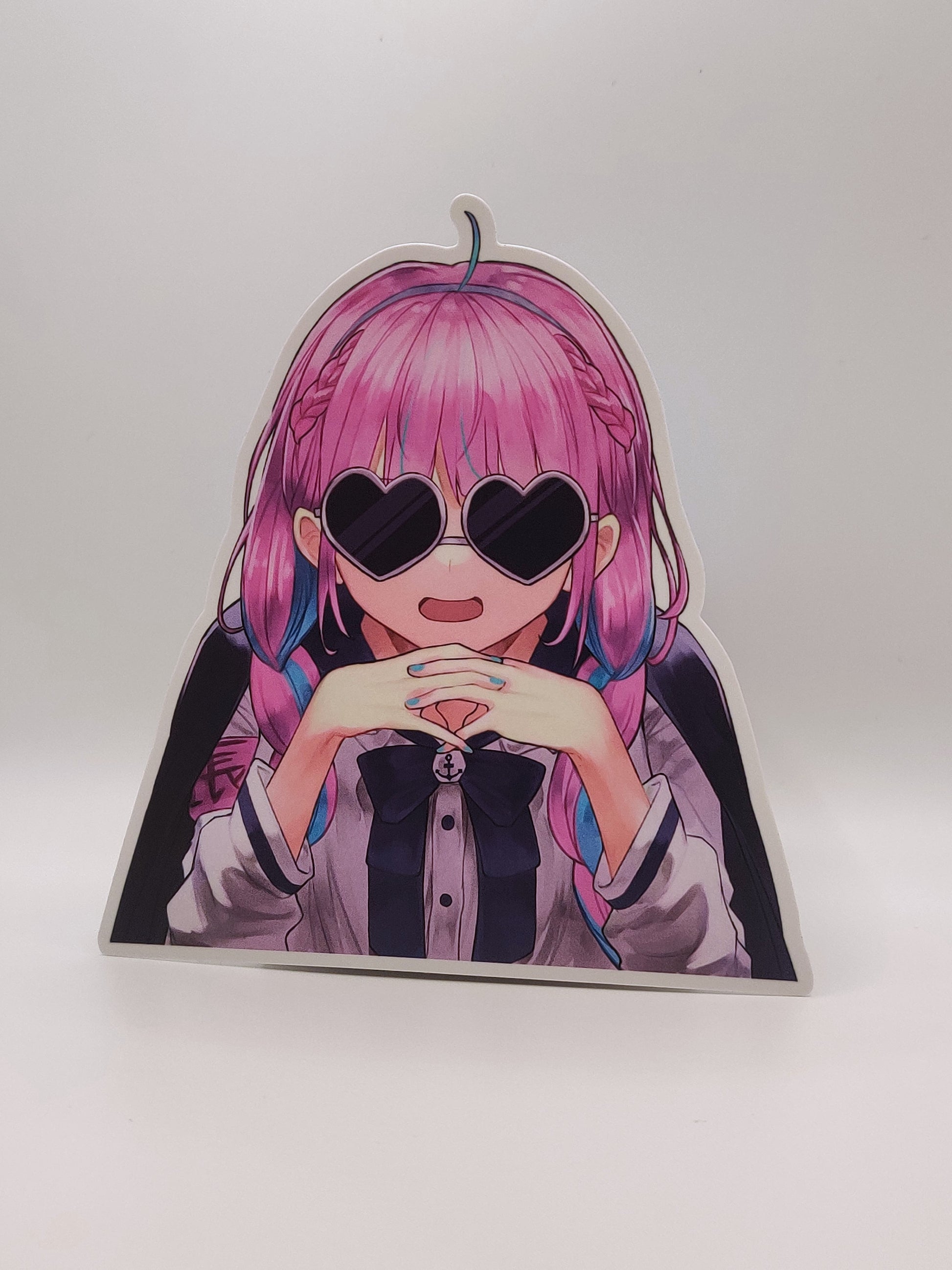 Custom Stickers of Minato Aqua from Hololive Gento Pose with Cute Smug Face.