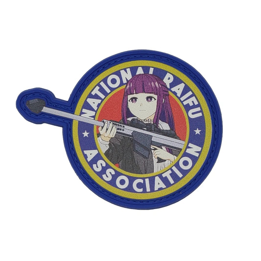 Patch with an anime character and 'National Air Raifu Association' text on a white background