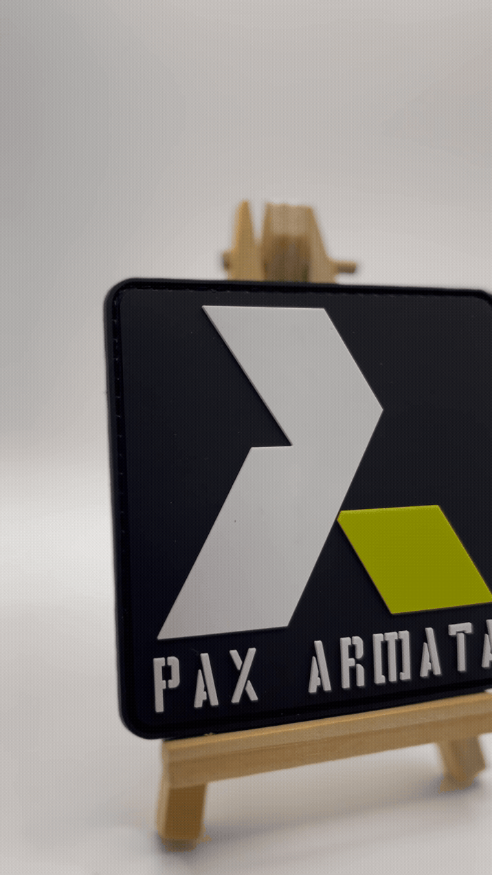 Logo of Pax Armata with a stylized letter 'A' on a black background