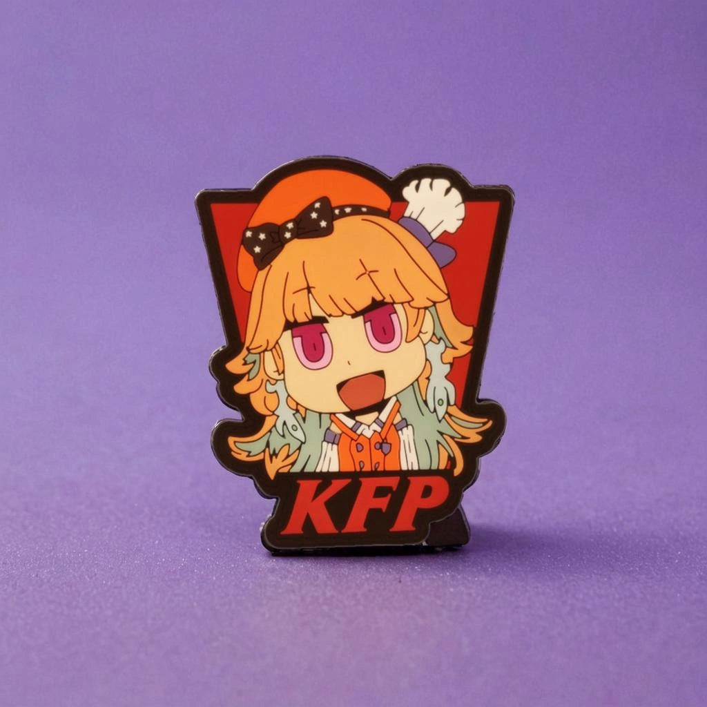 Pin with an anime character and 'KFP' text on a purple background