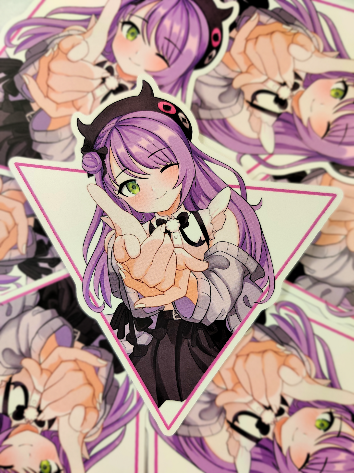 Custom Sticker Design Featuring Tokoyami Towa from Hololive aiming at your heart stickers