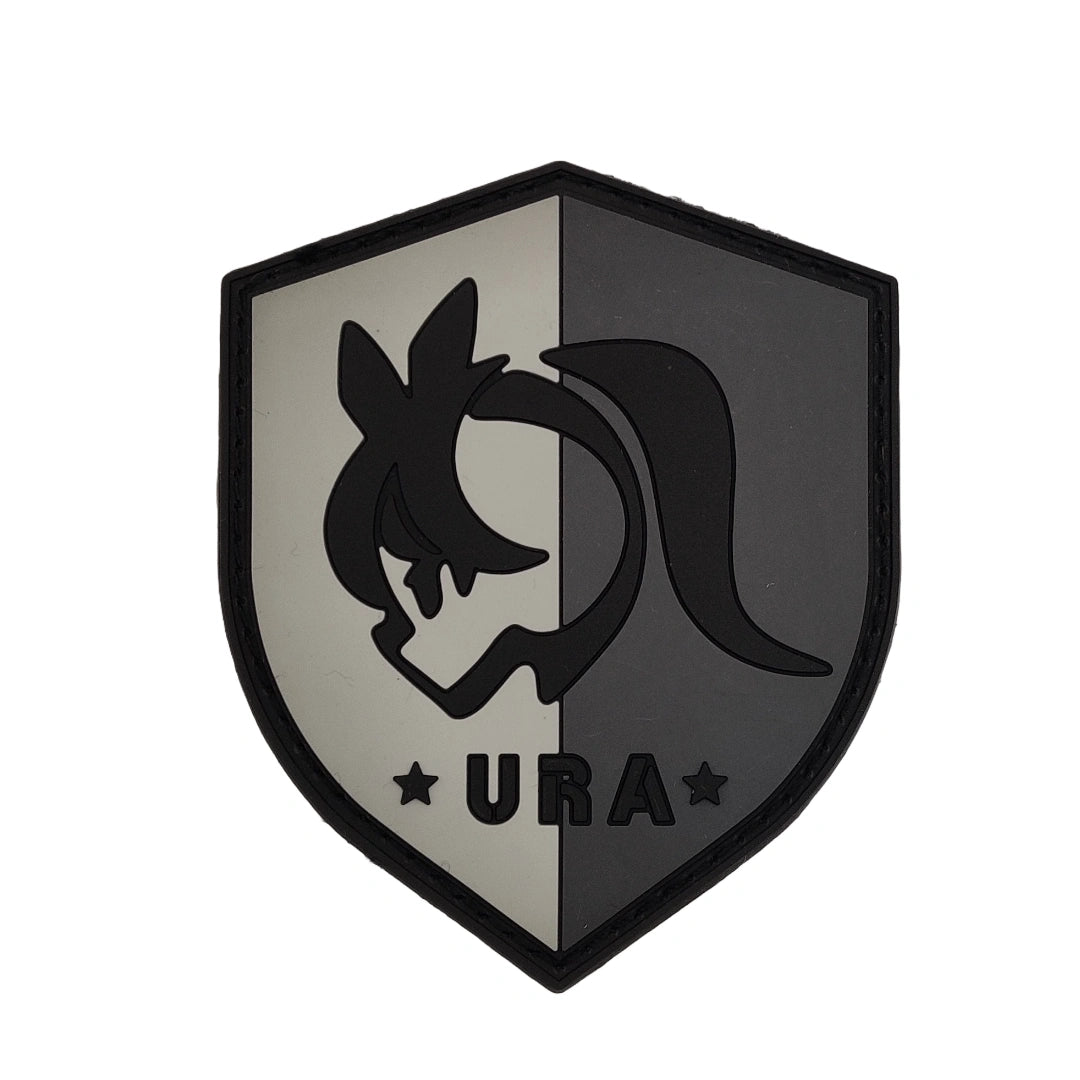 Shield-shaped logo with Umamusume Racing Association emblem and 'URA' text on a white background