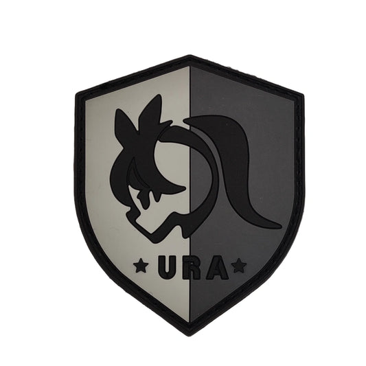 Shield-shaped logo with Umamusume Racing Association emblem and 'URA' text on a white background