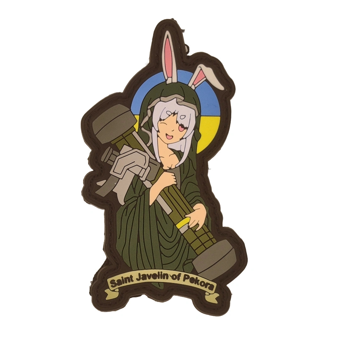 Animated character with rabbit ears holding a weapon on a white background