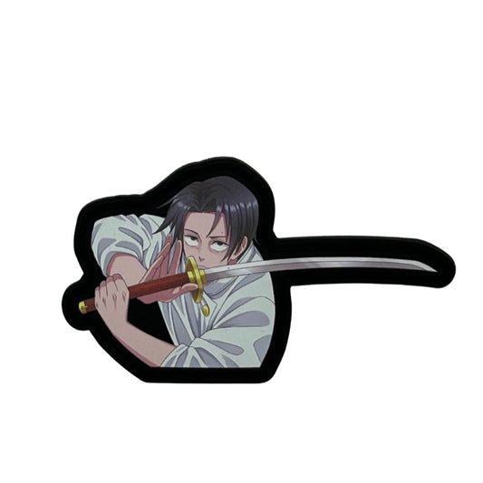 Yuta Okkotsu fromJujutsu Kaisen holding a sword on a white background