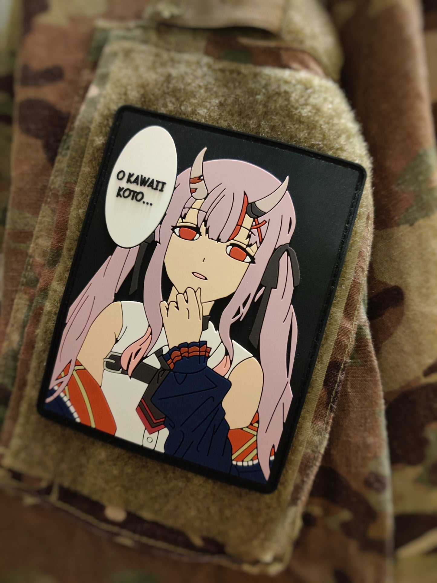 Custom anime patch of Ayame Nakiri from Hololive with 'O Kawaii Koto' meme text