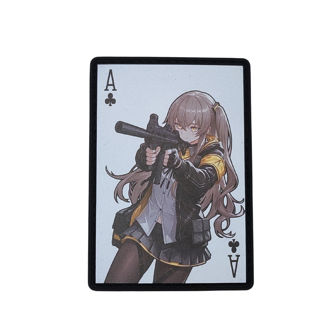 Girls' Frontline UMP45 ace of clubs PVC velcro morale patch, 3.5 inch