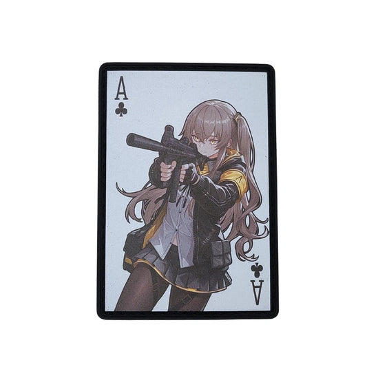Girls' Frontline UMP45 ace of clubs PVC velcro morale patch, 3.5 inch