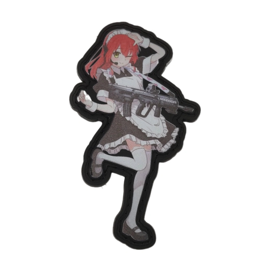 Bocchi the Rock Kita Ikuyo TAR-21 x Combat Maid Patch 3.4" UV printed PVC tactical morale patch on white background