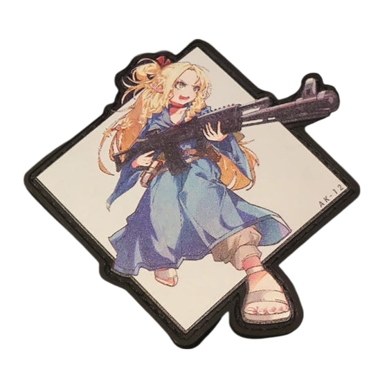 Custom anime patch of Marcille with AK-12 from Delicious in Dungeon