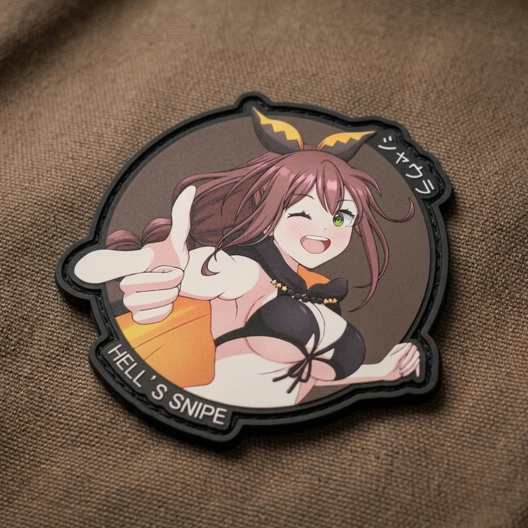 Shaula Hell's Snipe Re:Zero patch with demon horns on tactical fabric, anime collector patch for jackets and bags