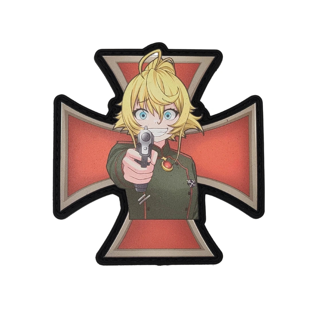 Tanya Degurechaff Iron Cross velcro morale patch from Saga of Tanya the Evil, shown on white background
